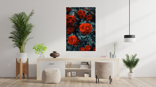 Cuadro Decorativo Canvas Flores De Petalos Rojos 60x80cm