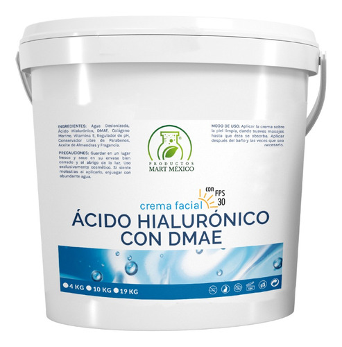 Crema Facial De Hialurónico & Dmae Con Filtro Solar 19 Kilos Tipo De Piel Todo Tipo De Piel