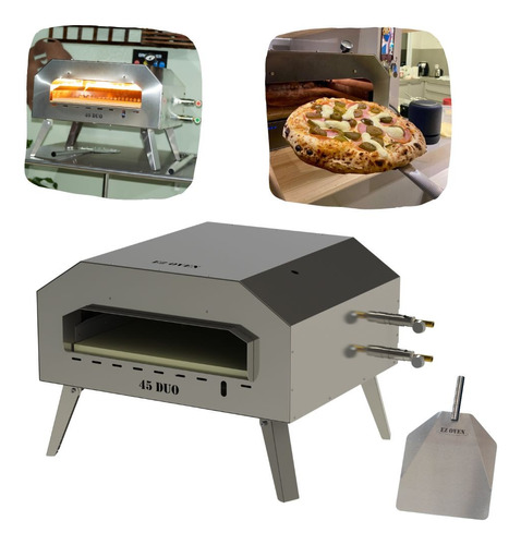 Forno De Pizza Napolitana Ez Oven 45 Duo A Gás + Pá De Inox