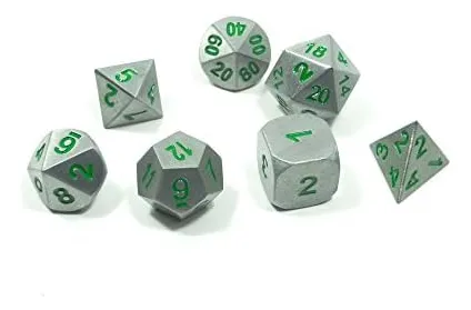 Metal Dice Polyhedral Set De 7 Druid Circle Green D&d Rpg