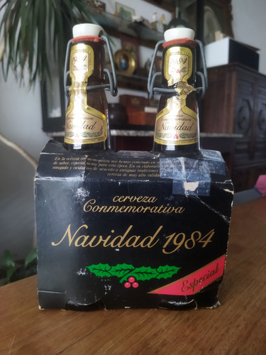 Par Botellas Cerveza Antigua Conmemorativa Navidad 1894 (Usado)