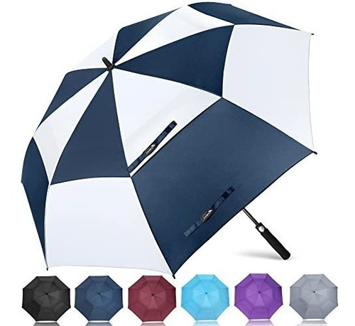 Paraguas Grande Aprueba Viento Automatico Color Blanco Azul