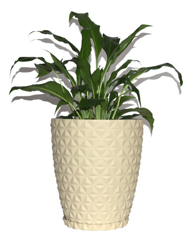 Vaso Planta Decorativo Jardim Polietileno Diamante 25x30 Cor Bege