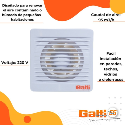 Extractor De Aire Baño 4 10 Cm Línea Eonómica Gatti Vent.