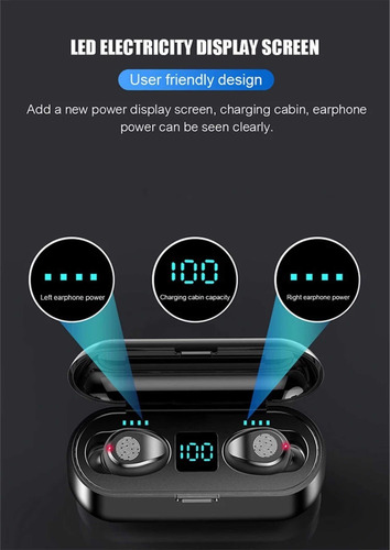 Imagen 5 de 8 de Auriculares Inalámbricos - Tws F9 Con Powerbank In-ear Carga
