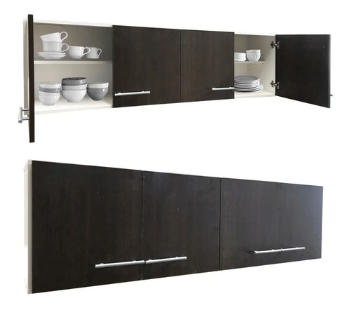 Imagen 2 de 9 de Alacena 1,60 Mt 4 Puertas C/estantes Blanco Y Blanco/wengue