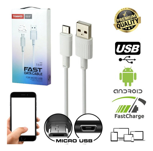 Cable Micro Usb 1.00m Datos & Carga Ultra Rapida 6a Calidad