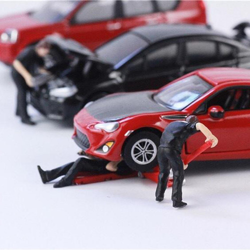 Mini Personaje Diorama Figura Auto Reparador Trabajador Azul