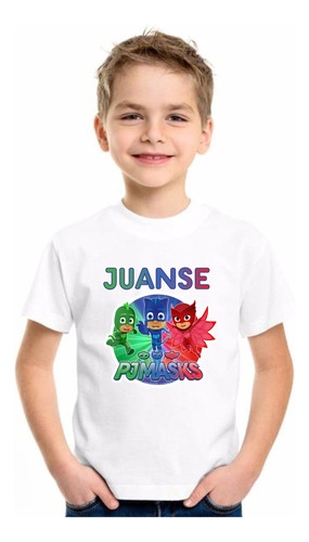 Remera Personalizada Cumpleaños Niños Heroes En Pijamas