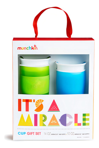 Munchkin It's A Miracle! Set De , Incluye 10 Oz Y 14 Oz Miracle 360 Tazas, Azul/verde