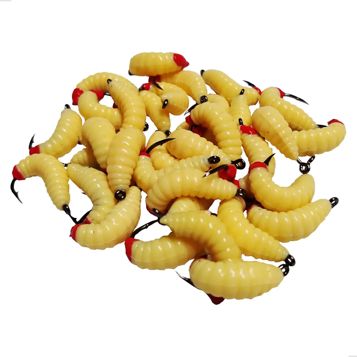 Kit 10 Isca Artificial Larva Bichinho Laranja Aromatizado Pesca Ideal Pescaria Tilápia Pacu Carpa