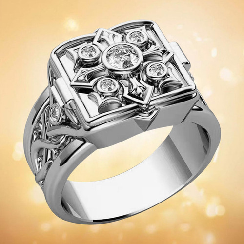 2 Anillo De Banda De Anillo Brillante Chapado En Oro Para
