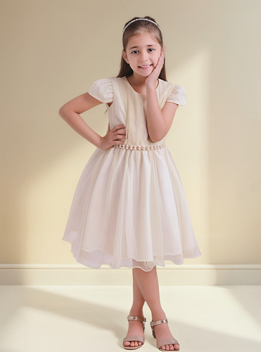 Vestido Infantil Festa Princesa Com Tule Brilhante E Laço
