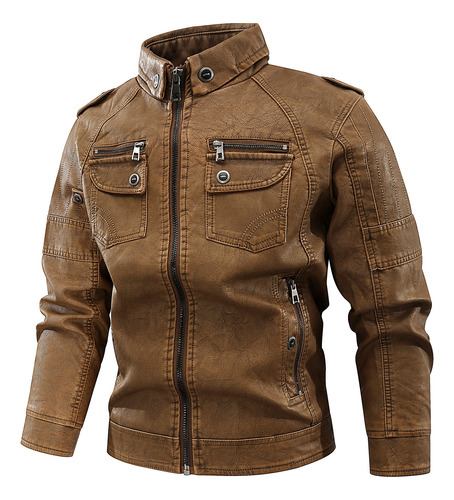 Chaqueta De Moto De Cuero De Manga Larga Para Hombre D Coat