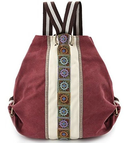 Women Canvas Backpack Daypack Casual Shoulder Bag, Vintage H
