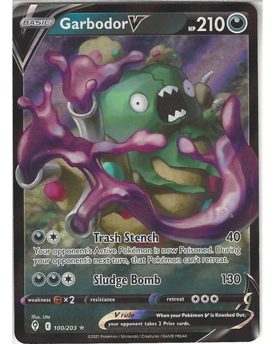 Carta Pokemon Swsh 100/203 Garbodor V Inglés