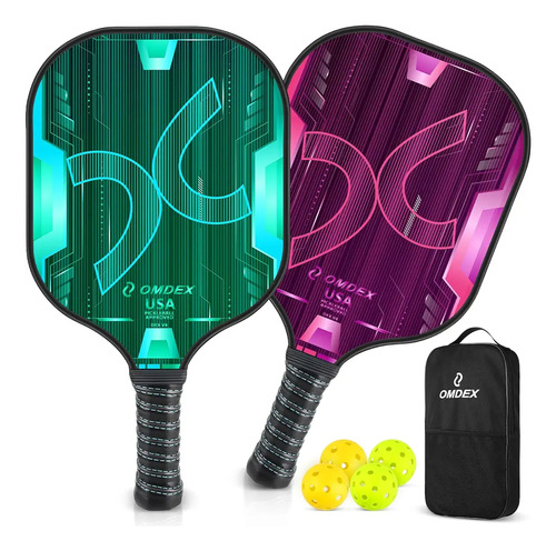 V4 Juego De 2 Palas De Pickleball De Fibra De Vidrio Juego D