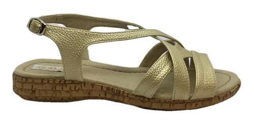 Sandalias Bajas De Mujer Chatitas Con Hebilla 180 Oro Tks