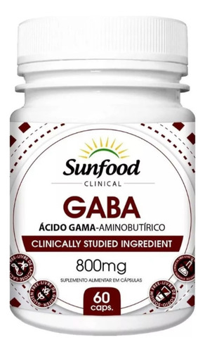 Gaba 800mg/dosis 60 Caps Sunfood Ácido Gama-aminobutírico Sin Sabor