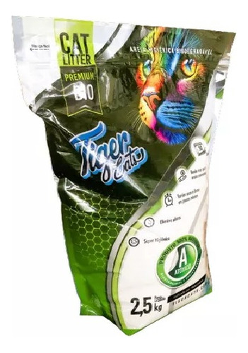 2un. Areia Higiênica Biodegradável Gatos 2,5 Kg Tiger Cats