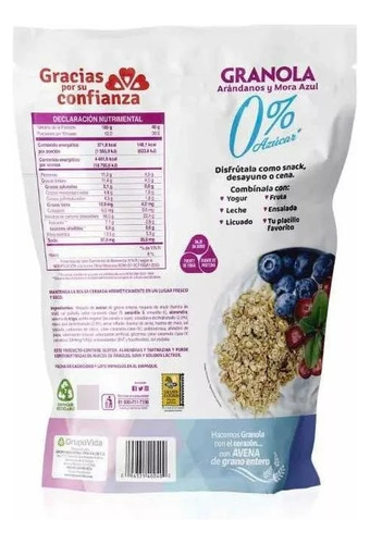 Cereal Granvita Granola Sin Azúcar 1.2 Kg