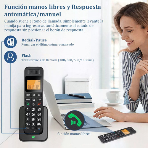 Teléfono Inalámbrico Con Lcd Para Casa Oficina Pack De 2