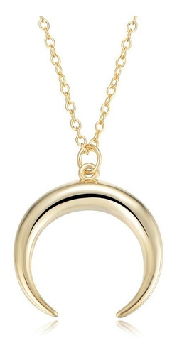 Collar Luna Invertida Simple, Plata 925, Baño Oro 14k