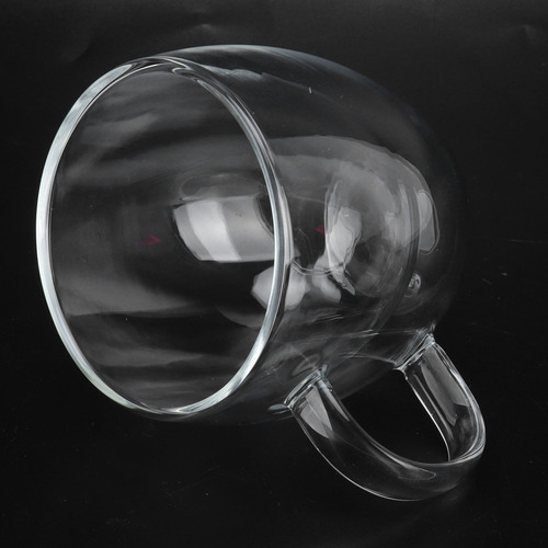 Taza De Agua Con Asa De Vidrio Transparente De Doble Pared