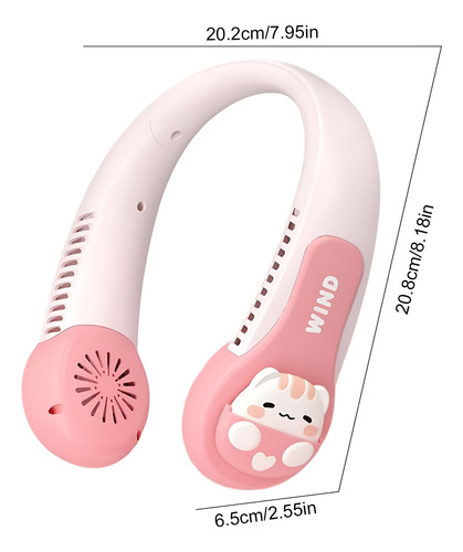 Ventilador Para Cuello Portátil Recargable 3 Velocidades Rosa