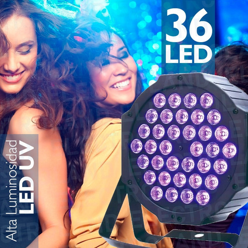 Tacho Proton Luz Negra Uv 36 Led Audioritmico Fluo Dmx