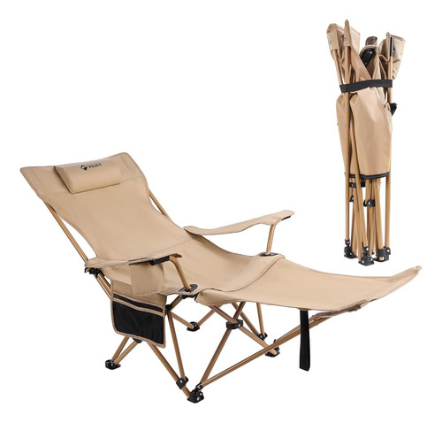 Silla De Camping Reclinable Villey Beige Plegable 150 Kg