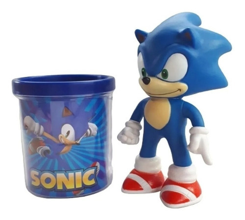 Boneco Sonic 16cm Sega Coleção + Caneca Sonic 350ml J