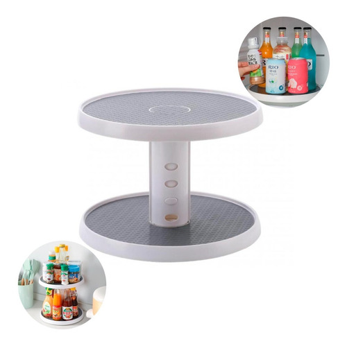 Organizador De Cocina Doble Bandeja Giratorio Ajustable