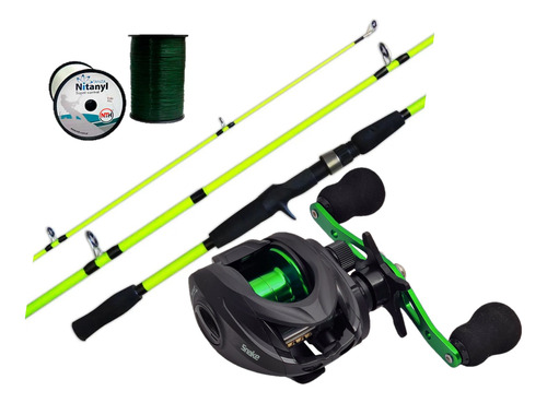 Combo Pesca Kayakfishing Reel Huevito Rotativo + Caña Nylon