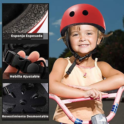 Conjunto Protecciones Deportivas Para Niños 7 Piezas Rojo
