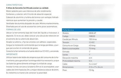 Electrobomba Ebx8ap De 12 Vcc Alta Presión