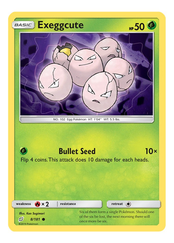 Cartas Pokemon Exeggcute 8/181 Team Up Teu