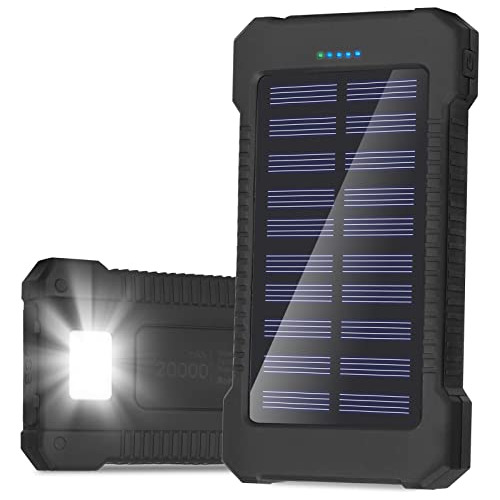 Phone Solar Charger, Fjd 20000mah Portable Waterproof S...