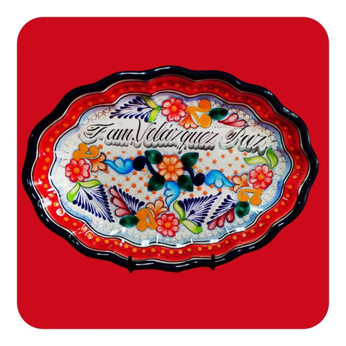 Imagen 4 de 9 de Charola Concha D Talavera Poblana 37x27 Cm Personalizada Chr