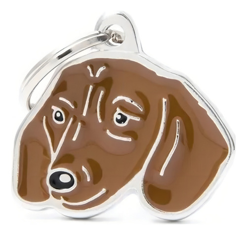 Emblema de cachorro marrom gravado com salsicha My Family Friends