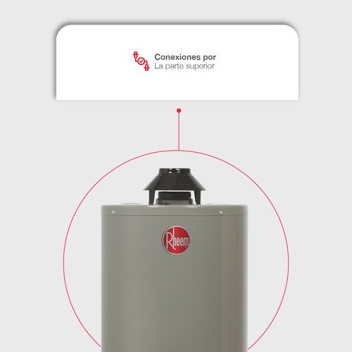 Calentador de agua Rheem de depósito 76 litros a gas LP 2 servicios color gris