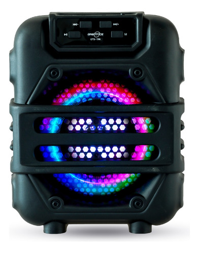 Parlante Portatil Bluetooth Retroiluminado Luz Led Radio Color Negro