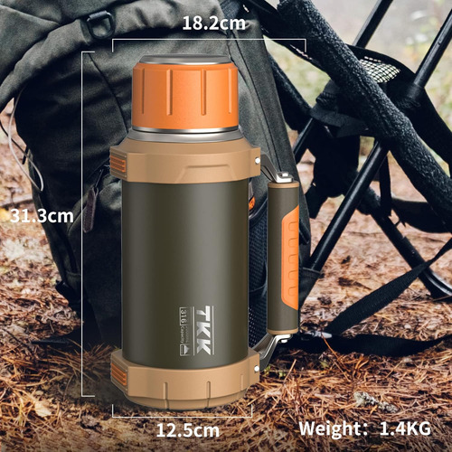 Termo De Café 2qt Stainless Steel, Aislamiento 24h, Camping