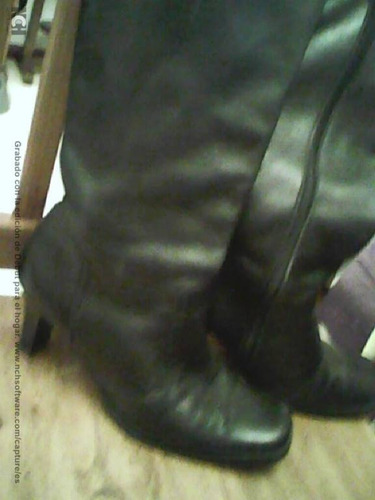 Botas Negras Taco Alto Cuero N°37