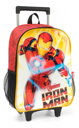 Mochila De Carrinho Iron Man Vermelha Avengers Escolar