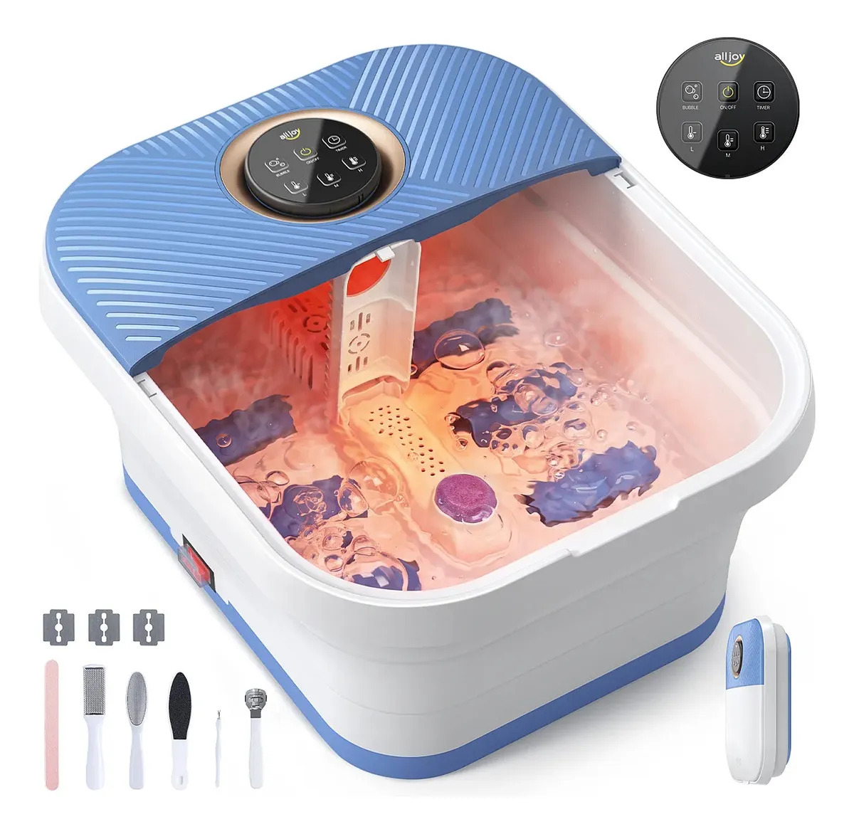 Alljoy Spa Plegable Para Pies Con Mando A Distancia Color Azul