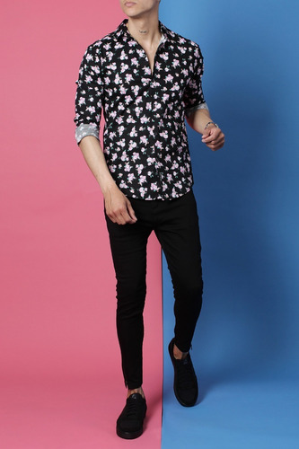 Imagen 3 de 4 de Camisa Estampada M/larga Slim Fit Hombre No End 37152