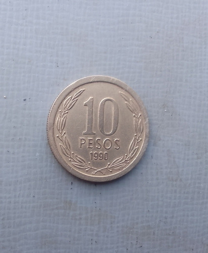 Moneda Chile 10 Pesos 1990 Angel (Usado)