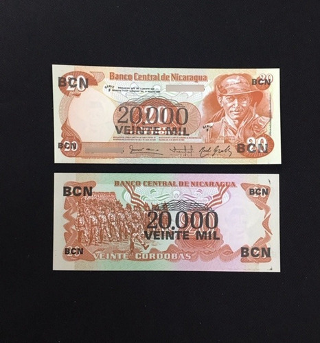 Imagen 2 de 3 de Nicaragua - 20 Cordobas A 20.000 - Año 1984 - P #147