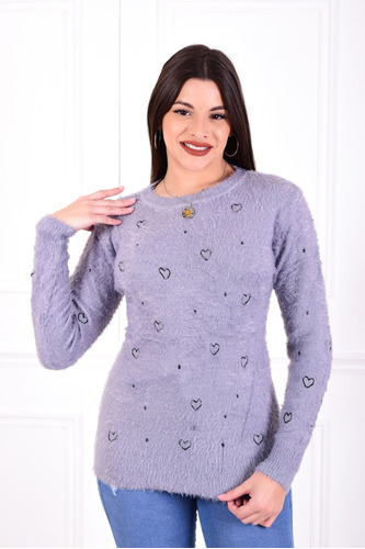 Sweaters Moda Total Mujer Corazon  Premium Blue Star 66b10